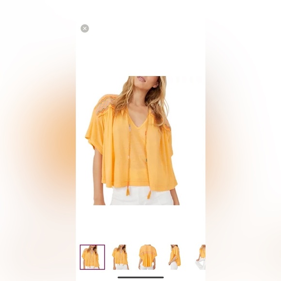 Free People | Yellow Boxy Tie Front Blouse
Size Medium - Picture 6 of 8
